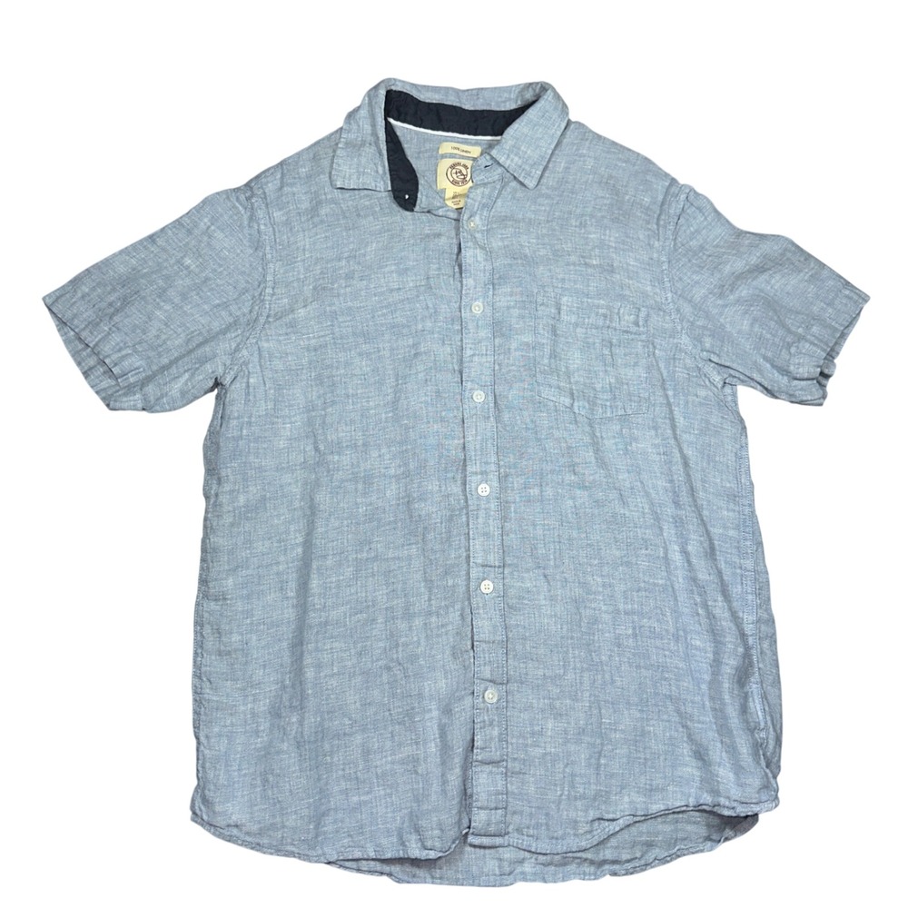 Panama Jack Mens Linen Short Sleeve Button Down Shirt Brunnera Blue AW15507D L